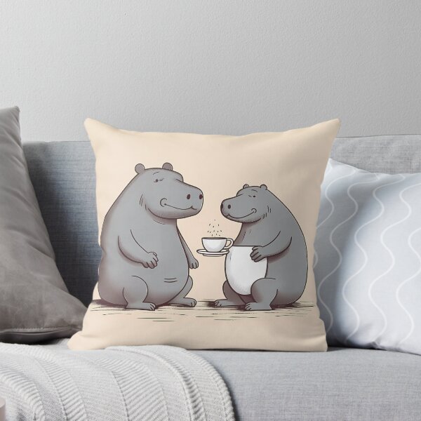 Item preview, Hippo mom and dad sharing a cup of coffee together designed and sold by SingularityGeek.
