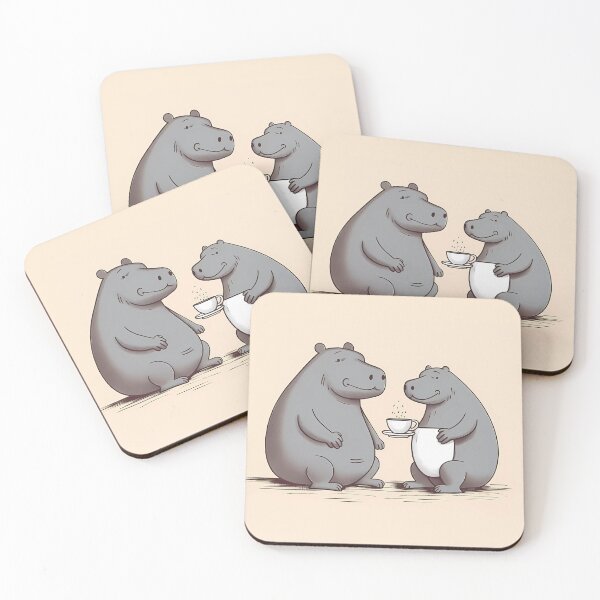 Item preview, Hippo mom and dad sharing a cup of coffee together designed and sold by SingularityGeek.