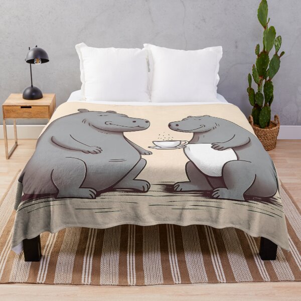 Artikelvorschau, Hippo mom and dad sharing a cup of coffee together entworfen und verkauft von SingularityGeek.