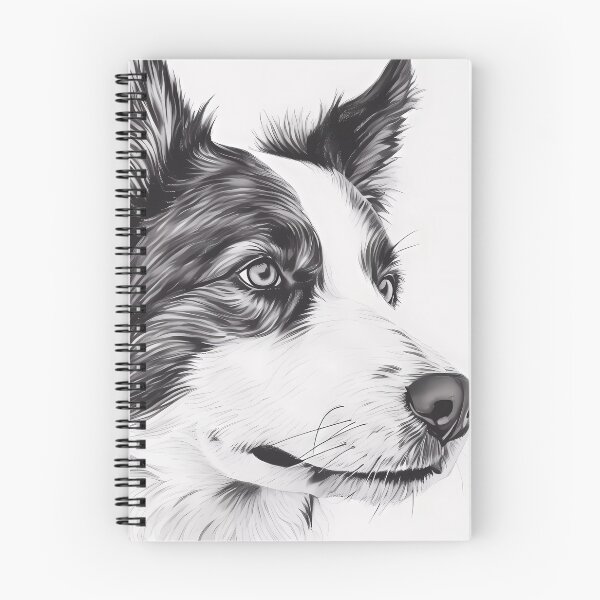 Item preview, Hyperrealistic ballpoint pen portrait of a black-and-white Border Collie designed and sold by SingularityGeek.