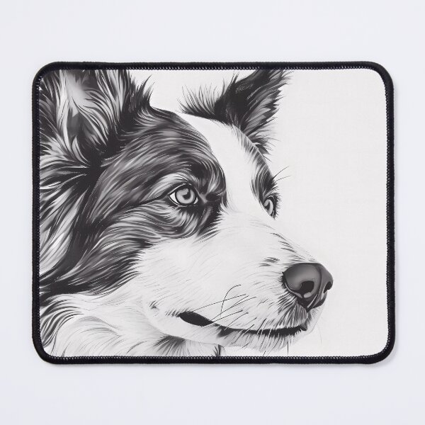Item preview, Hyperrealistic ballpoint pen portrait of a black-and-white Border Collie designed and sold by SingularityGeek.