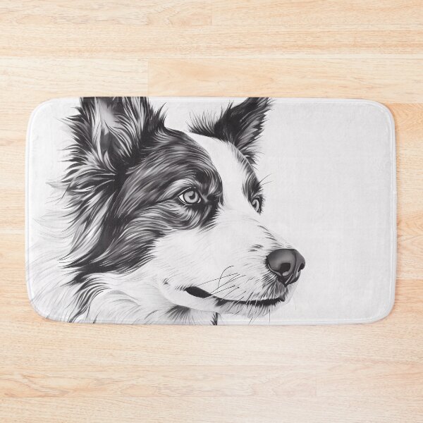 Item preview, Hyperrealistic ballpoint pen portrait of a black-and-white Border Collie designed and sold by SingularityGeek.