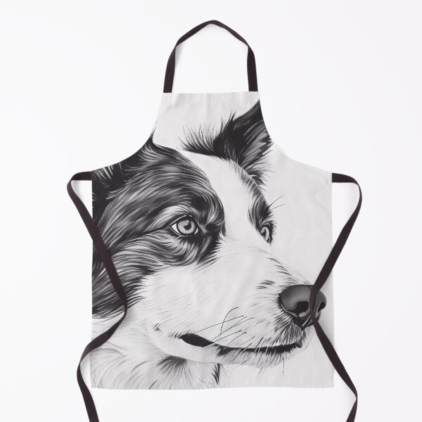Item preview, Hyperrealistic ballpoint pen portrait of a black-and-white Border Collie designed and sold by SingularityGeek.