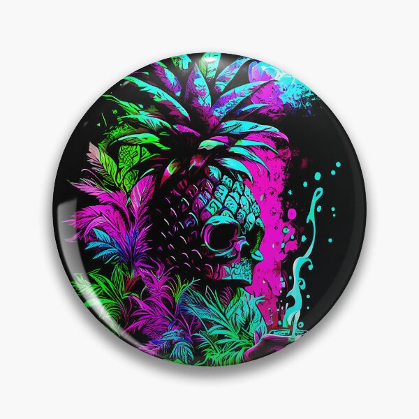 Artikelvorschau, Trippy Tiki Ananas-Schädel im Mondlicht entworfen und verkauft von MindWave THC.