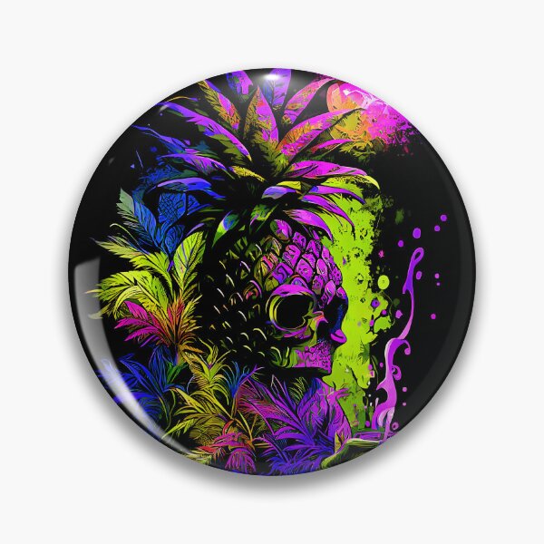 Artikelvorschau, Trippy Tiki Ananas-Schädel im Mondlicht entworfen und verkauft von MindWave THC.