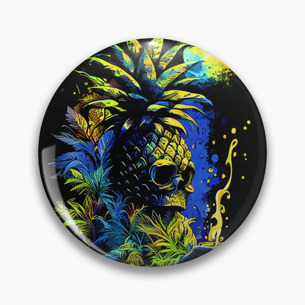 Artikelvorschau, Trippy Tiki Ananas-Schädel im Mondlicht entworfen und verkauft von MindWave THC.