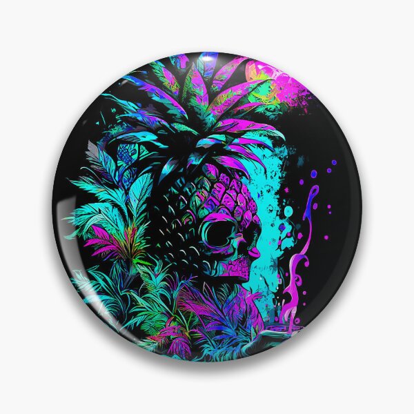 Artikelvorschau, Trippy Tiki Ananas-Schädel im Mondlicht entworfen und verkauft von MindWave THC.
