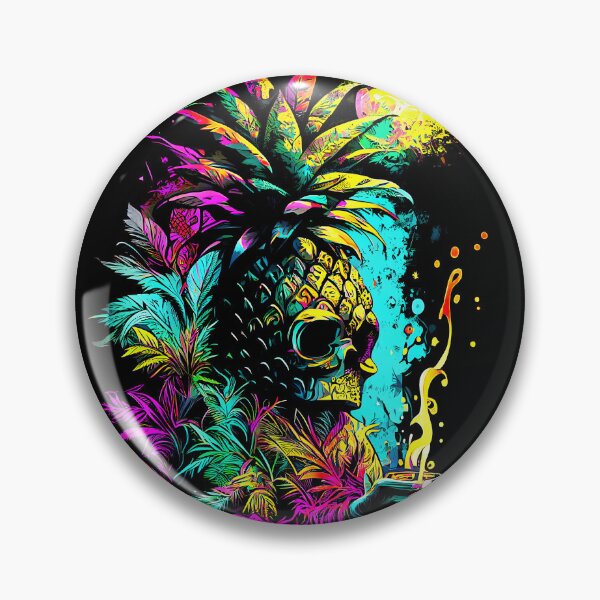 Artikelvorschau, Trippy Tiki Ananas-Schädel im Mondlicht entworfen und verkauft von MindWave THC.