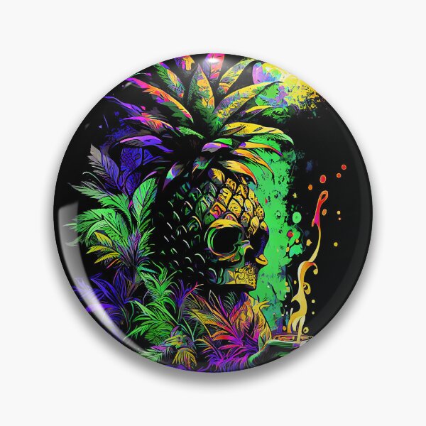Artikelvorschau, Trippy Tiki Ananas-Schädel im Mondlicht entworfen und verkauft von MindWave THC.
