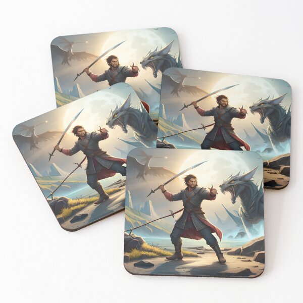 Item preview, Warrior battling Dragons designed and sold by OmegaSea.