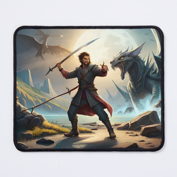 Item preview, Warrior battling Dragons designed and sold by OmegaSea.