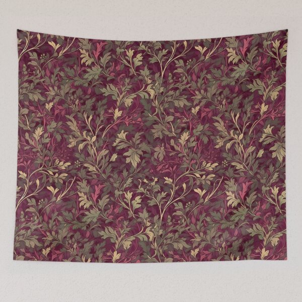 Item preview, Jacquard Damask Maroon and Gold Vine Pattern designed and sold by ClairesPatterns.
