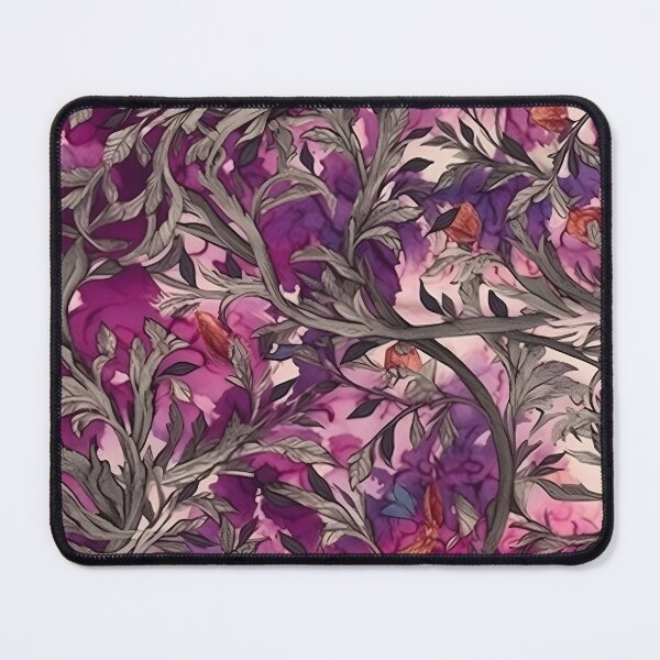 Item preview, Red Fuscia and Brown Jacquard Damask  Vine Pattern designed and sold by ClairesPatterns.