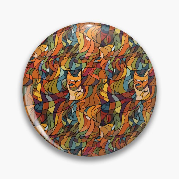 Item preview, Art Deco Feline Extravaganza | Retro Stained Glass Cat Pattern designed and sold by Retro-ArtDeco.