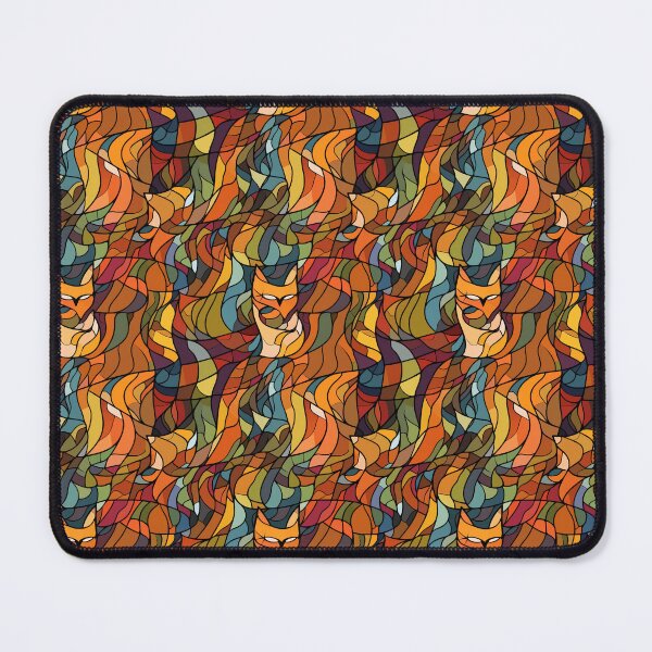 Item preview, Art Deco Feline Extravaganza | Retro Stained Glass Cat Pattern designed and sold by Retro-ArtDeco.