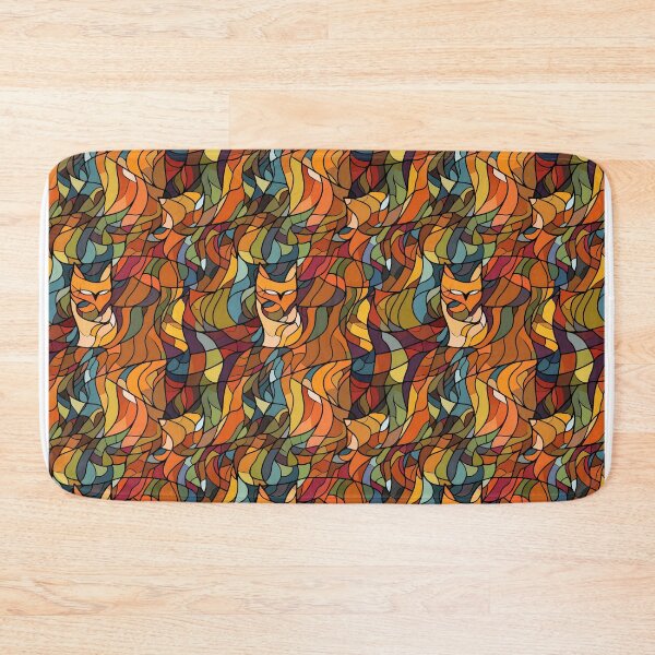 Item preview, Art Deco Feline Extravaganza | Retro Stained Glass Cat Pattern designed and sold by Retro-ArtDeco.