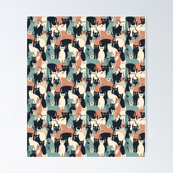 Item preview, Retro Cat Pattern | Vintage 1950s Colors for Cat Lovers Everywhere designed and sold by Retro-ArtDeco.
