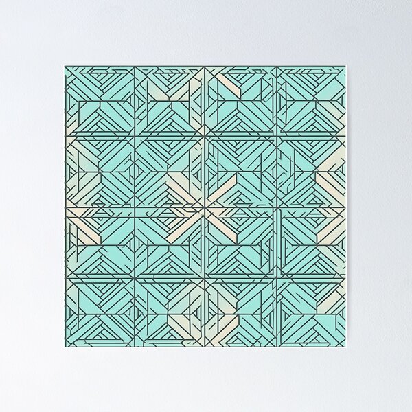 Item preview, Aqua Black and White Line Art Geometric Minimalist Simple Simplistic Pattern  designed and sold by ClairesPatterns.