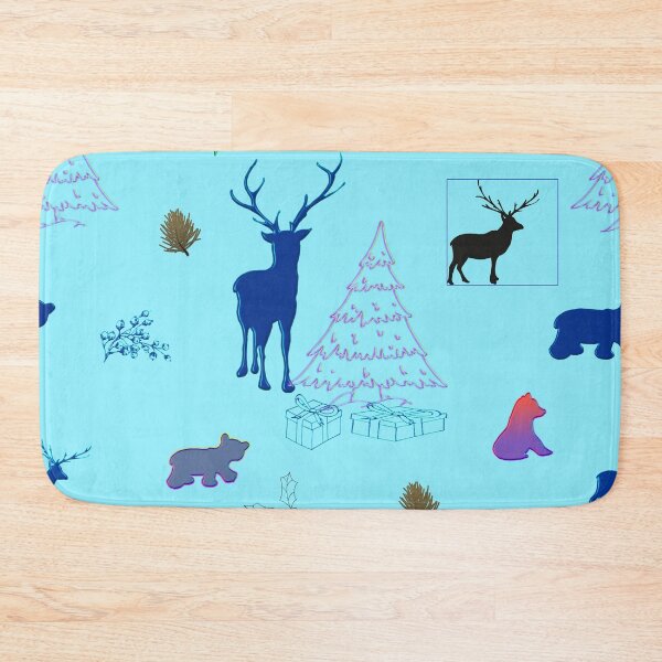 Item preview, Christmas bears and deers in a neon star colored pattern designed and sold by NC NatureVisions.