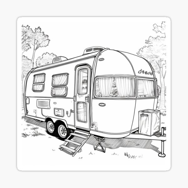 Travel Trailer Camper Coloring Page Camping Activity Sheet For