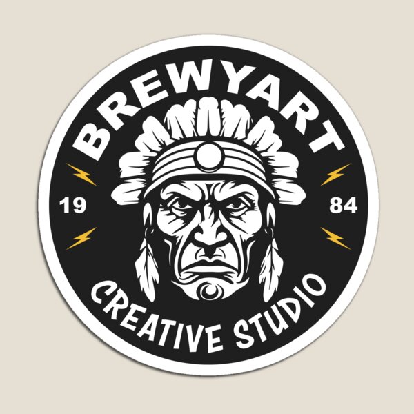 Item preview, Brewyart Studio, Vintage Native Indian American, Thunder, lightning, badge, wild, usa designed and sold by Brewyart Creative Design.