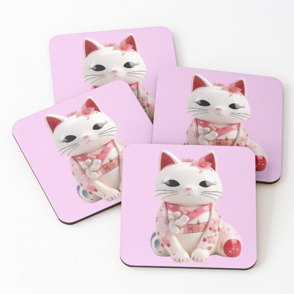 Item preview, Japanese Porcelain Sakura Cat Doll - Cherry Blossom Pottery designed and sold by TVBArchive.