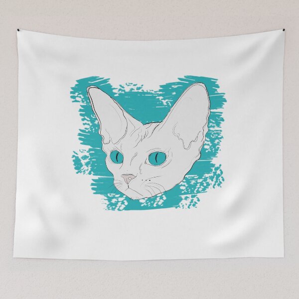 Item preview, Gato Devon Rex Blanco Azul Vintage designed and sold by hemp3x.