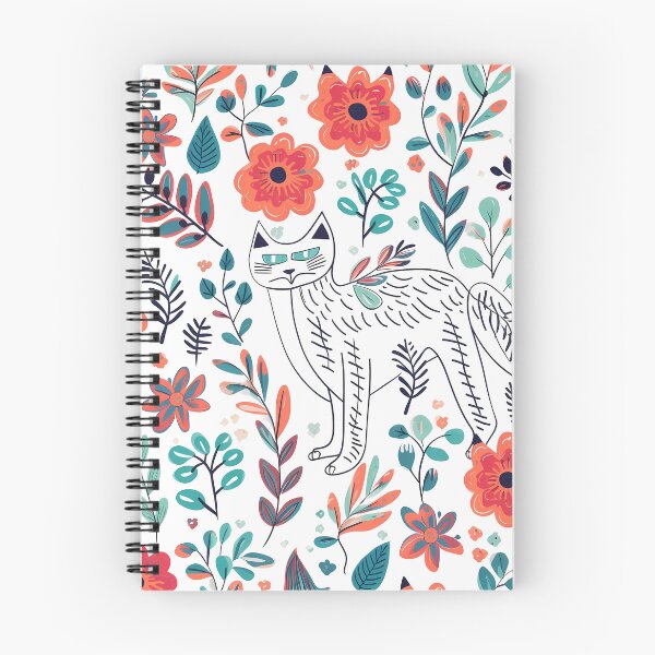 Item preview, Contemporary Floral Pattern Plus Cat designed and sold by MTJ-Mushrooms.