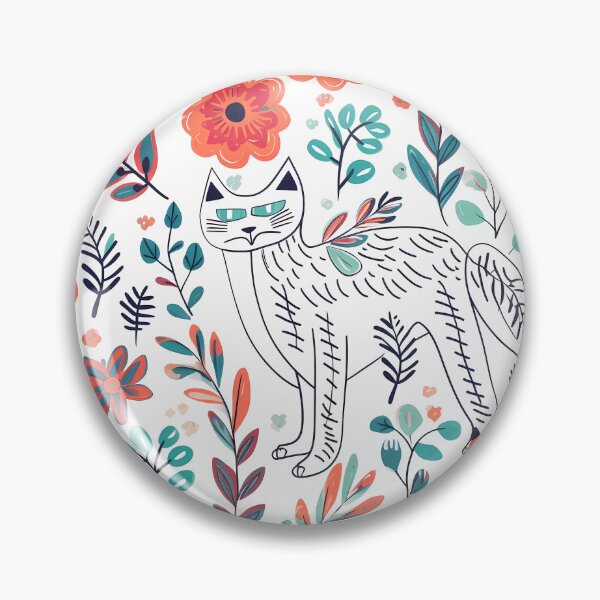 Item preview, Contemporary Floral Pattern Plus Cat designed and sold by MTJ-Mushrooms.