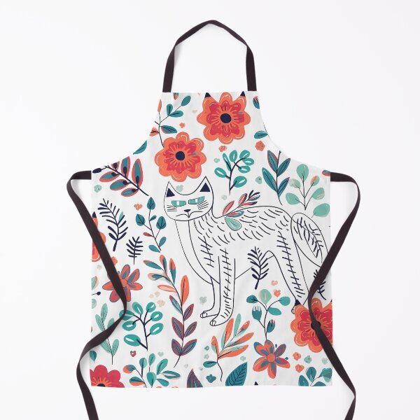 Item preview, Contemporary Floral Pattern Plus Cat designed and sold by MTJ-Mushrooms.