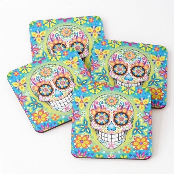 Item preview, Colorful Sugar Skull Day of the Dead Art designed and sold by Thaneeya McArdle.