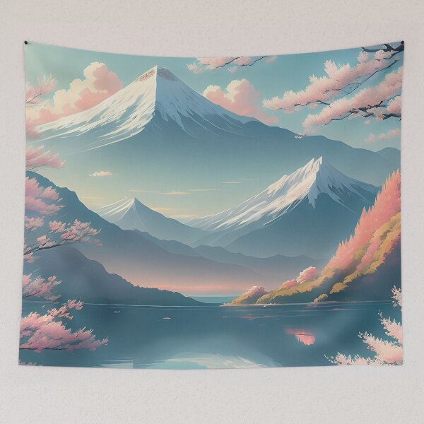 Item preview, A boy at Japanese Blosssom and Lake designed and sold by Tokyo Retro.