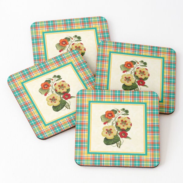 Item preview, Yellow Plaid and Vintage Nasturtiums designed and sold by plaidwerx.