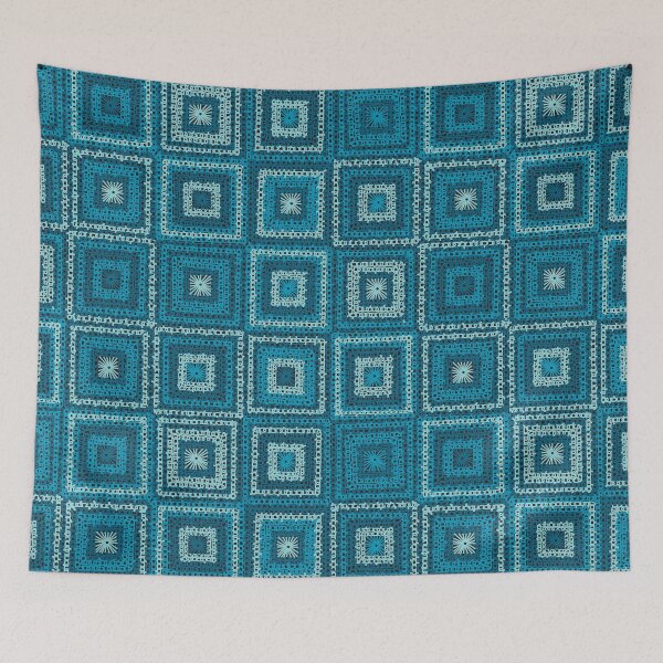 Item preview, Granny Squares Patchwork in Blues Pattern designed and sold by BartholGraphics.