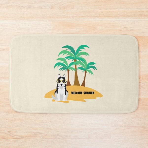 Item preview, Welcome Summer with Husky Dog Wearing Sunglasses on Beach with Palms designed and sold by SeasonalDogs.