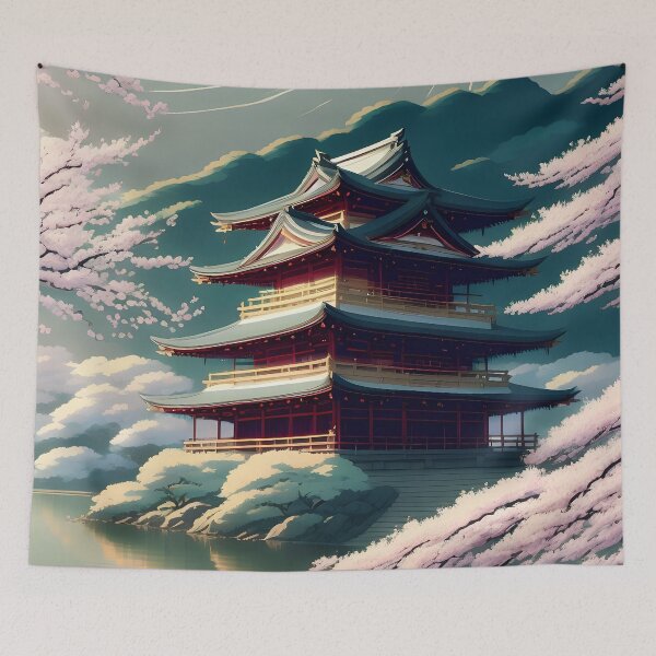 Item preview, Japanese Temple landscape on the lake designed and sold by Tokyo Retro.