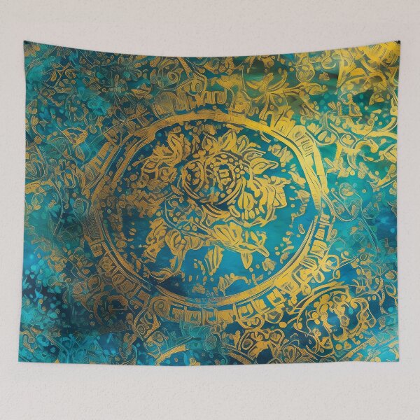 Item preview, Watercolor Sapphire Texture Ancient Mandalas Pattern designed and sold by PatternBestFan.