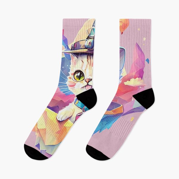 Item preview, Cute Cat Flying on a Dreamy Island Low-poly Paper Plane - Watercolor Drawing Style Cat Miaw  designed and sold by DC Low.