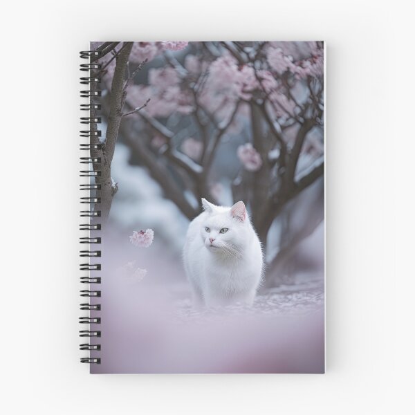 Item preview, White Cat Among Pink Blossoms designed and sold by FireScreen.
