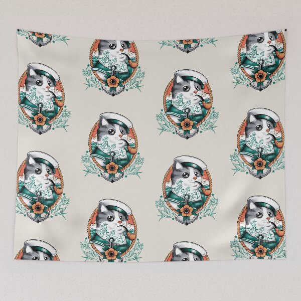 Item preview, Sailor cat tattoo designed and sold by NemiMakeit.
