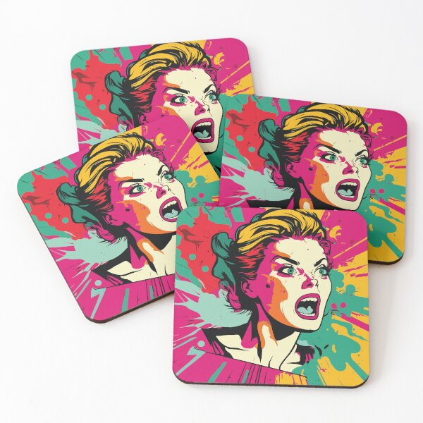 Item preview, Woman face screaming pop art designed and sold by juancbp60.