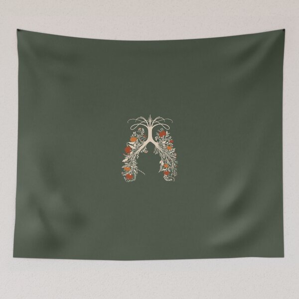 Item preview, lungs flowers drawing green background designed and sold by centlia.