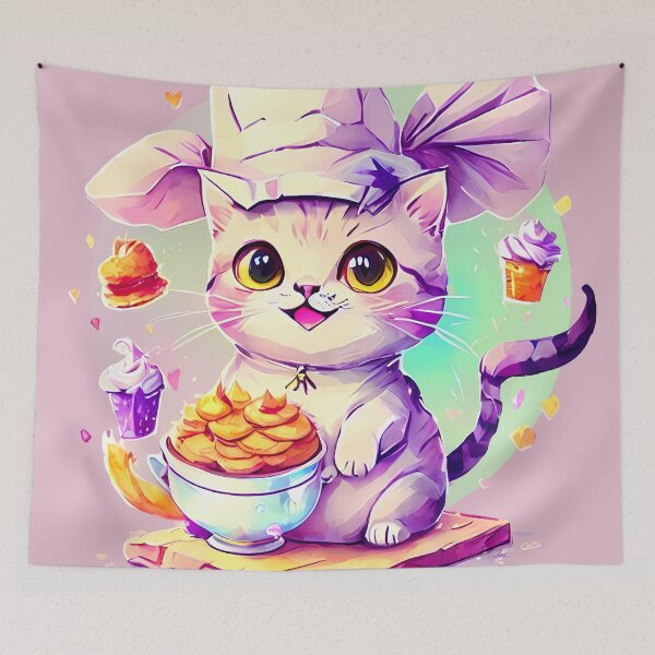 Item preview, Cute Cat Baker - Adorable Feline Chef with Sweet Treats Cat Miaw designed and sold by DC Low.