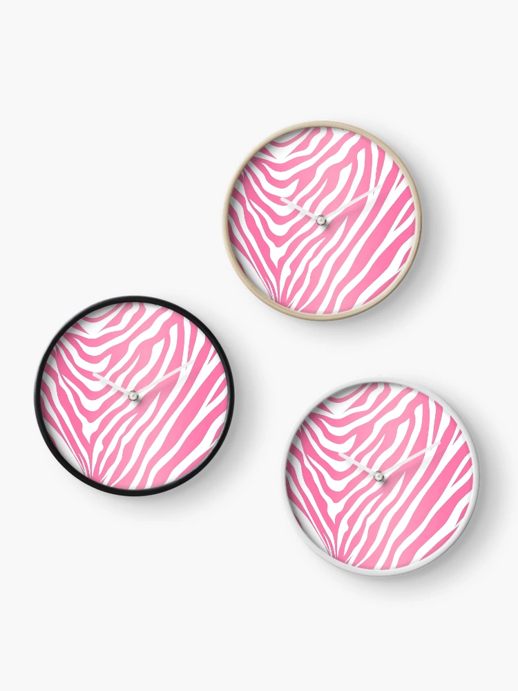 Thumbnail 3 of 4, Clock, Pink Zebra Pattern designed and sold by Graphoteka.