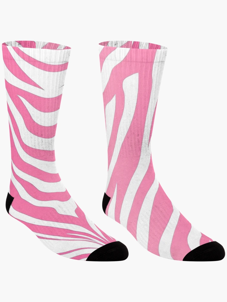 Thumbnail 3 of 5, Socks, Pink Zebra Pattern designed and sold by Graphoteka.