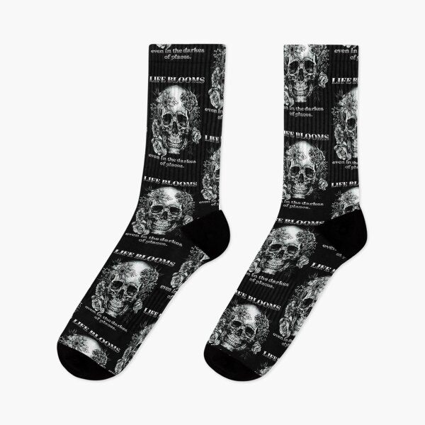 Item preview, Life Blooms in Dark Places Skull and Flowers designed and sold by CinEmmaDesign.