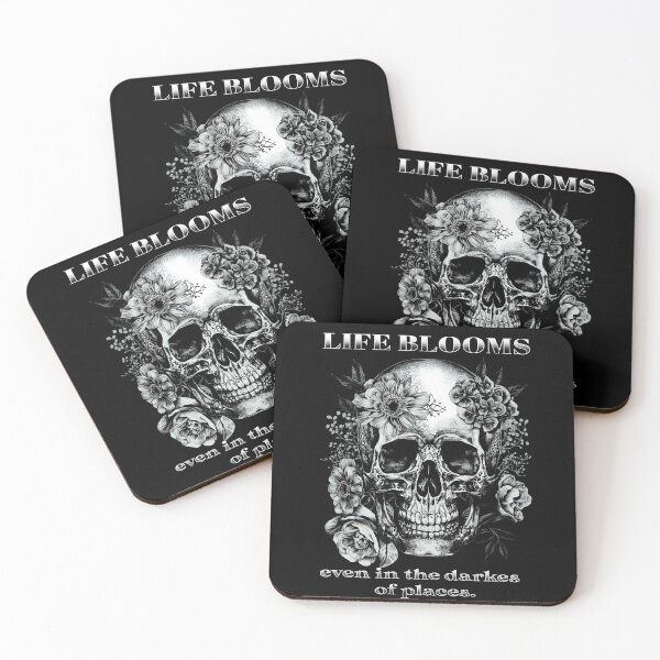 Item preview, Life Blooms in Dark Places Skull and Flowers designed and sold by CinEmmaDesign.