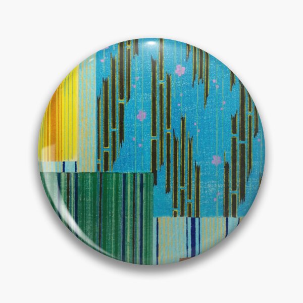 Item preview, JAPANESE TEXTILE COLLAGE SERIES  - Variation No. 7 STRIPES and RECTANGLES - AQUA, YELLOW, RUST designed and sold by MirabiliaMagpie.