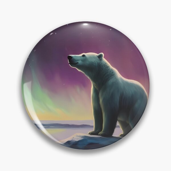 Item preview, Observing the aurora borealis with a white polar bear companion designed and sold by SingularityGeek.