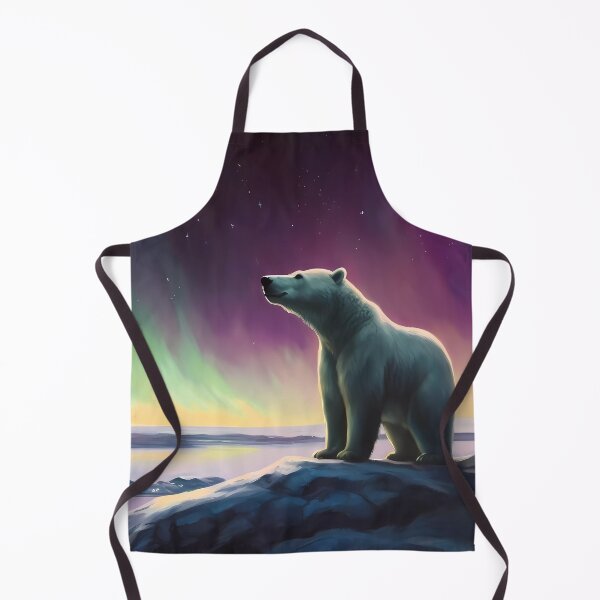 Item preview, Observing the aurora borealis with a white polar bear companion designed and sold by SingularityGeek.